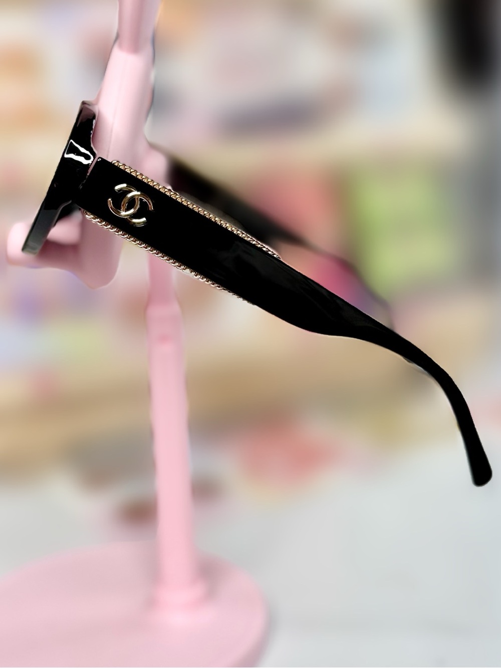 Black Oval FashionSunglasses with Gold Accents - Picture 2 of 4